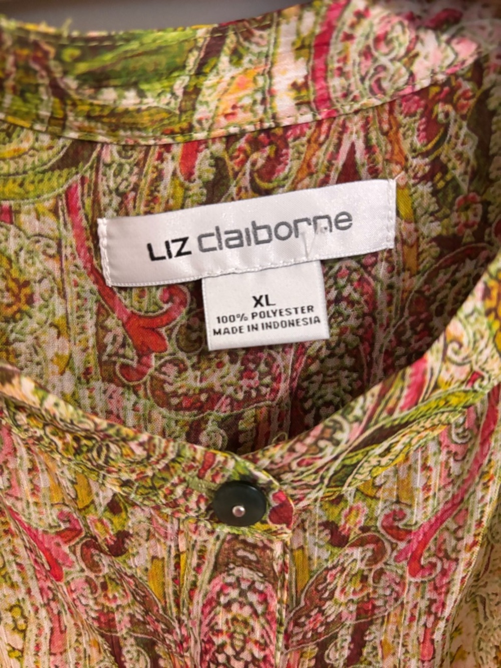 Liz Claiborne sleeveless semi sheer paisley-print top with camisole - Picture 3 of 8